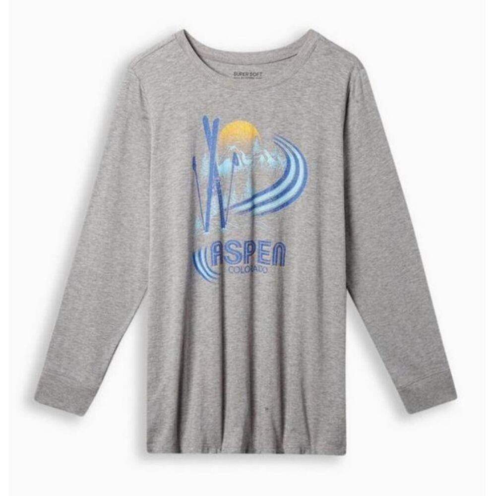 Torrid Aspen Classic Fit Super Soft Slub Crew Neck Long Sleeve Tee